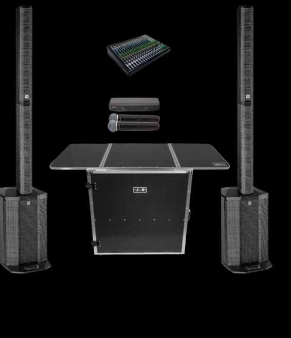 Kit cocktail : colonnes HK Audio, console de mixage, micros HF et régie DJ