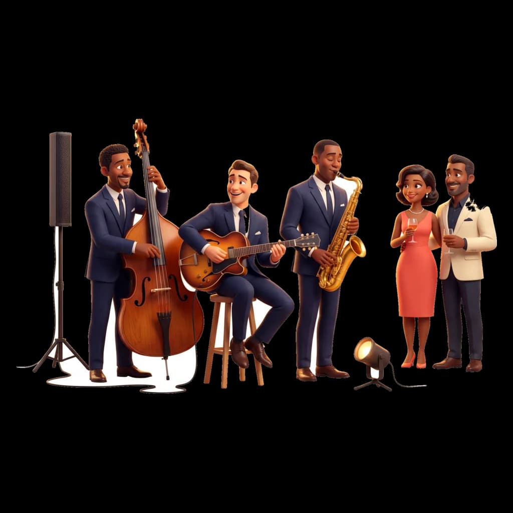 Trio jazz jouant pendant une réception d'entreprise